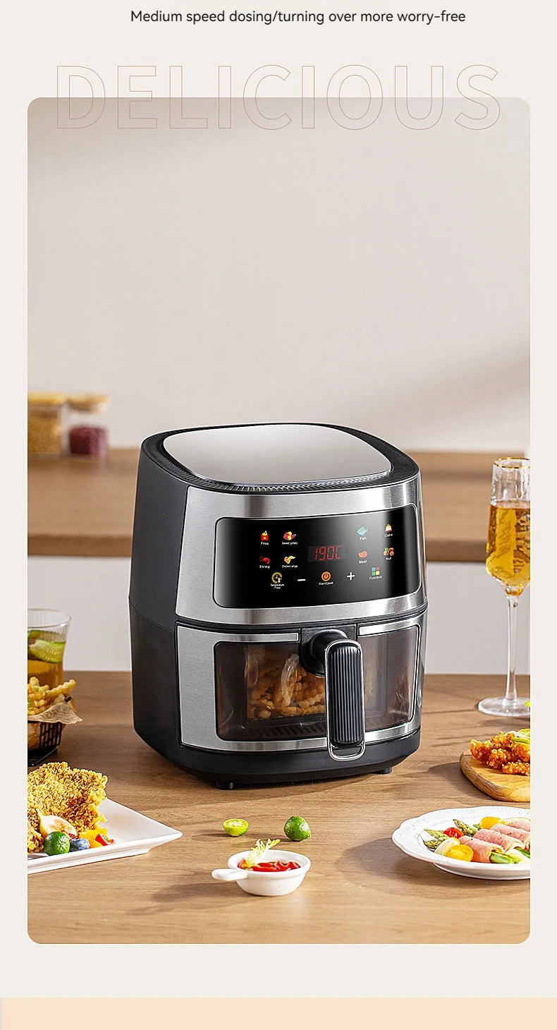 8L air fryer can be seen at home 110V-220V intelligent air fryer multi-function fried chicken leg fryer without oil smoke