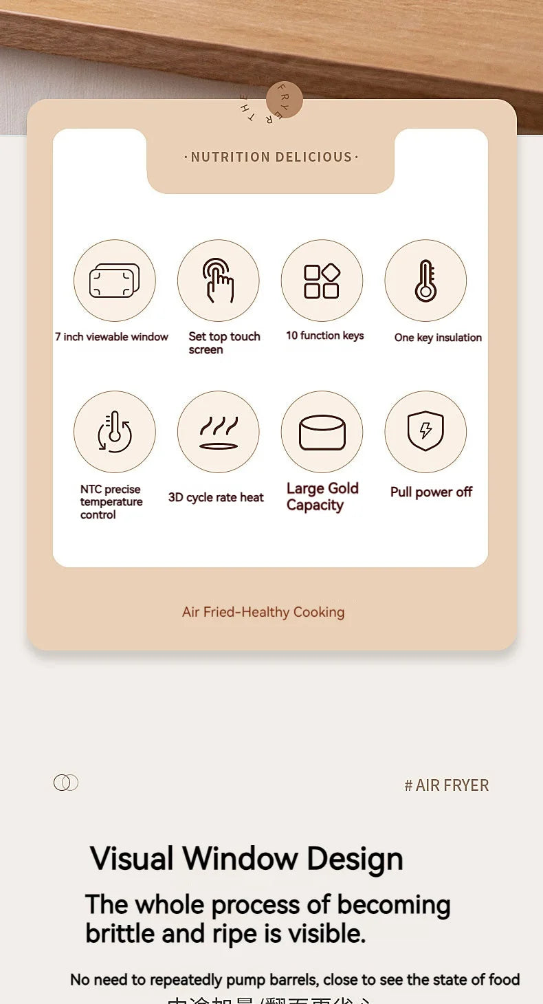 8L air fryer can be seen at home 110V-220V intelligent air fryer multi-function fried chicken leg fryer without oil smoke