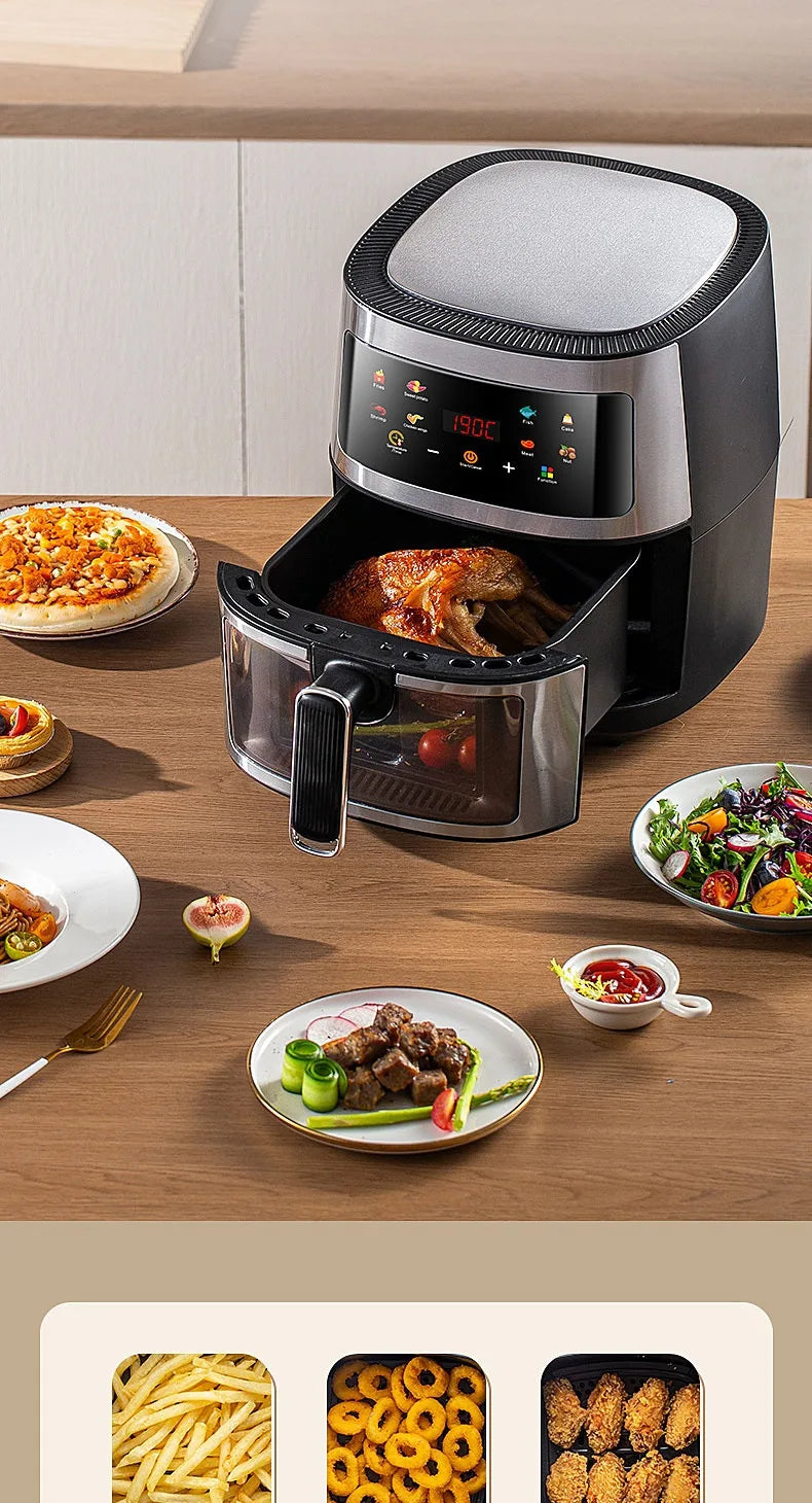 8L air fryer can be seen at home 110V-220V intelligent air fryer multi-function fried chicken leg fryer without oil smoke