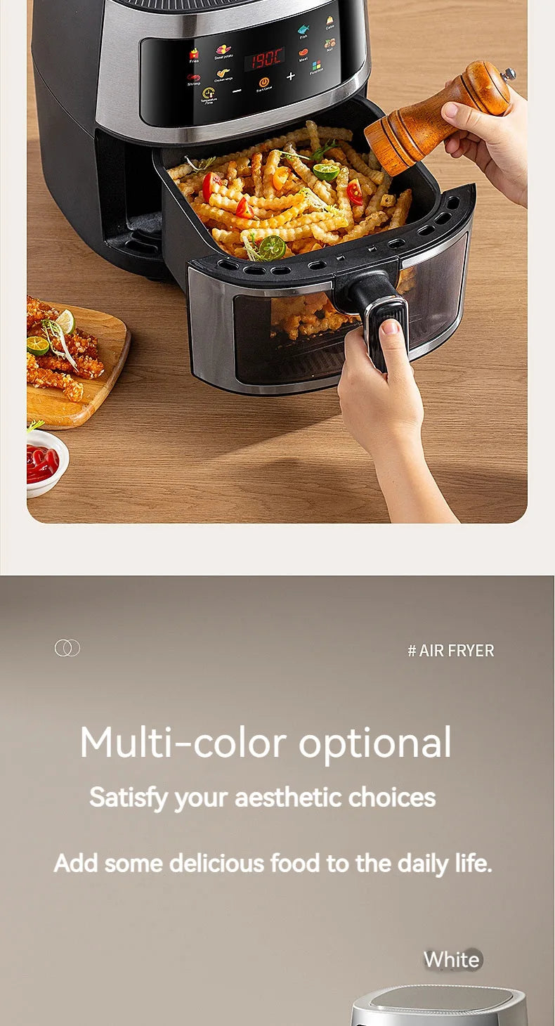 8L air fryer can be seen at home 110V-220V intelligent air fryer multi-function fried chicken leg fryer without oil smoke