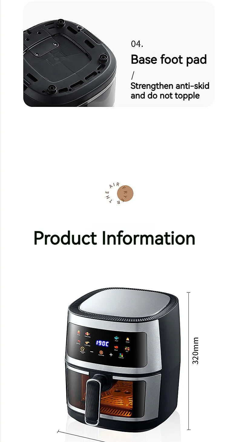 8L air fryer can be seen at home 110V-220V intelligent air fryer multi-function fried chicken leg fryer without oil smoke