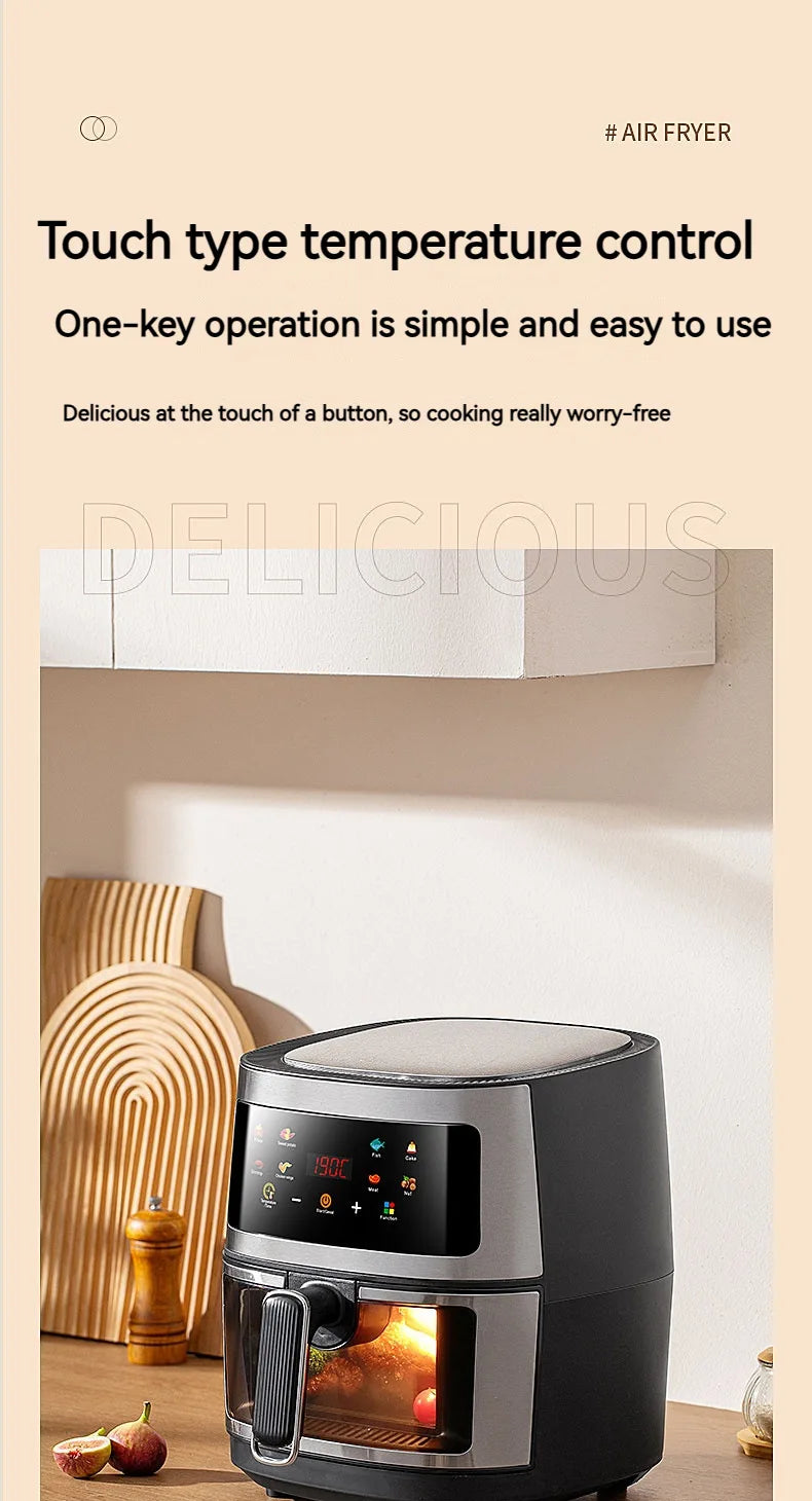 8L air fryer can be seen at home 110V-220V intelligent air fryer multi-function fried chicken leg fryer without oil smoke