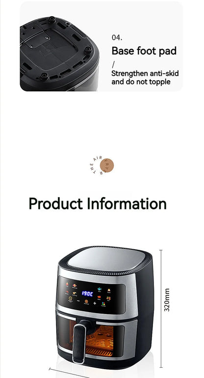 8L air fryer can be seen at home 110V-220V intelligent air fryer multi-function fried chicken leg fryer without oil smoke